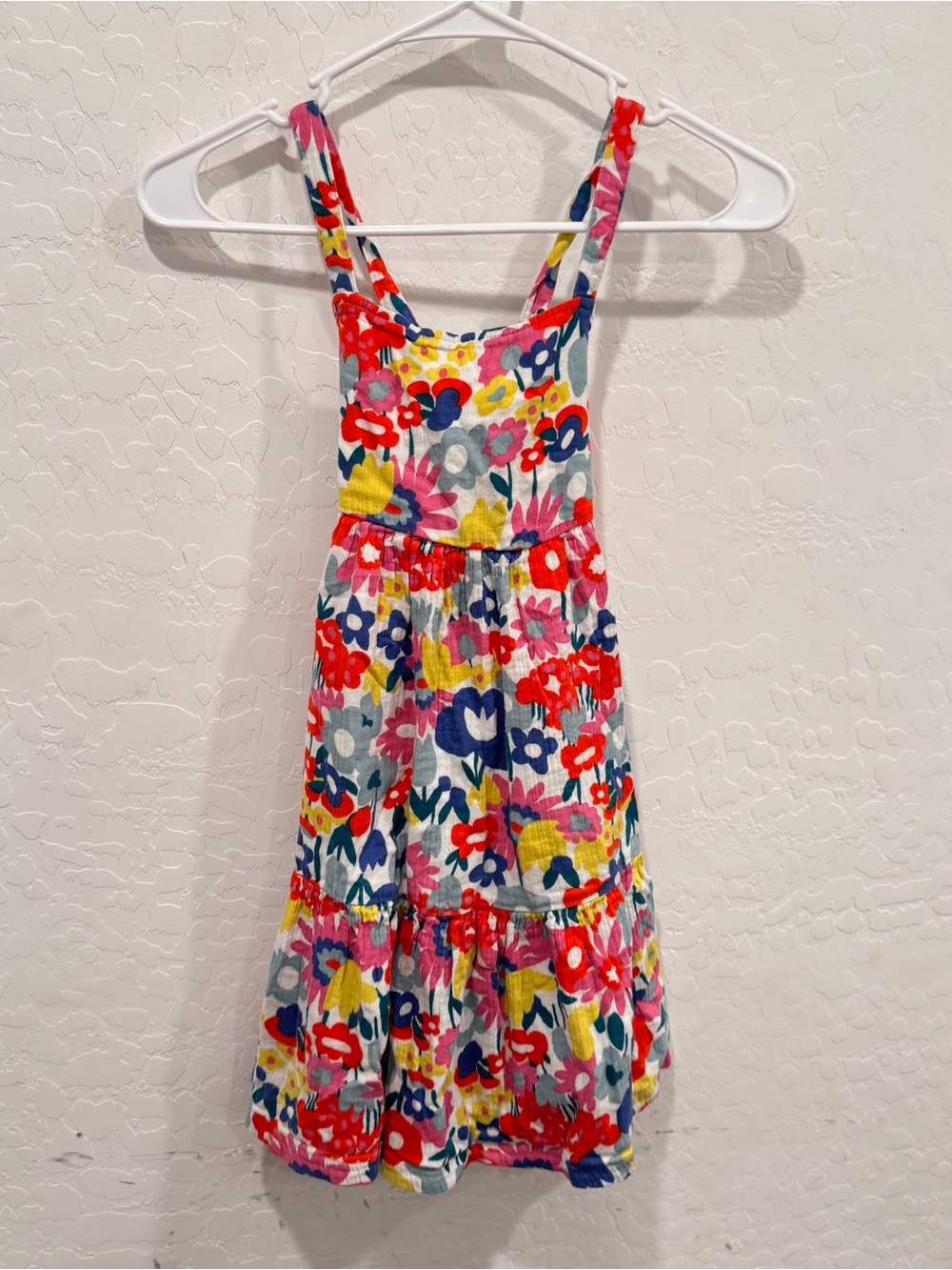 Hanna Andersson Gauzy Bright Floral Tiered Sundress Girls 5 Cotton Summer Spring